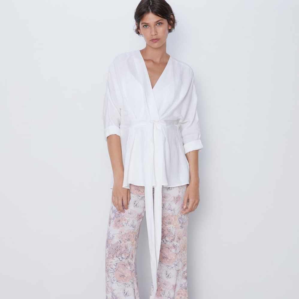 NWOT Zara Linen Wrap Maternity Blouse